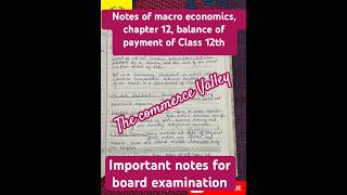 Notes of macro economics chapter 12 balance of payment of Class 12th viralshorts [upl. by Netsirk]