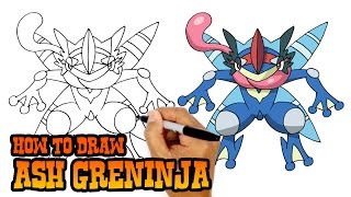 How to Draw Ash Greninja  Pokemon [upl. by Ydneh]