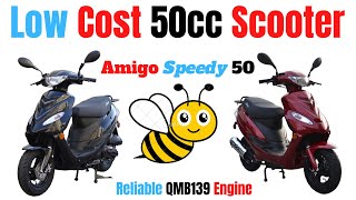 LOW COST 50cc SCOOTER Amigo Speedy 50 Review In White [upl. by Niasuh624]