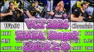 【VALORANT】VCT 2024 EMEA Stage2に出場する全選手の感度まとめ [upl. by Chaffee]