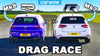 VW Golf R Mk8 v Mk75 DRAG RACE [upl. by Hebrew381]