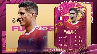 FIFA 22 RAPHAEL VARANE 99 FUTTIES PLAYER REVIEW I FIFA 22 ULTIMATE TEAM [upl. by Seditsira]