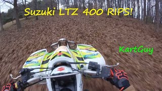 Suzuki LTZ 400 Finally Hits Some Trails First Ride What A Beast [upl. by Litman]