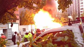 Food Cart Fire Explosion in Portland OR  10182017 [upl. by Llevart]