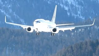 Boeing 737 BBJ Private Jet VPBVV Landing and Departure at Samedan Engadin Airport LSZS [upl. by Bethanne226]