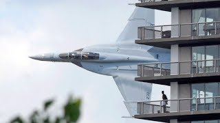 Crazy fighter jet pilot low pass between Australian city buildings [upl. by Devitt]