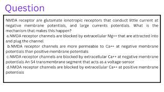 NMDA receptor are glutamate ionotropic receptors that conduct little current at negative membrane [upl. by Weider]