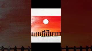 Easy moonlight painting with poster colours  moon morning painting shortvideo [upl. by Frederic]