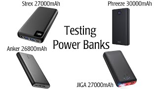 Testing 4 new power banks  Anker  Strex  Jiga  Phreeze [upl. by Dnaltroc]