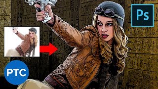 Smart Way to Quickly Make COMIC BOOK DRAWINGS From Your Photos Photoshop Tutorial [upl. by Raviv967]