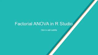 Performing a Factorial ANOVA in R Studio [upl. by Fogarty]