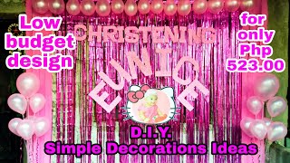 Simple DIY Decorations Ideas for ChristeningBaptism or birthday  Low budget design with costing [upl. by Lemmor]