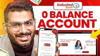 Indusind Bank Zero Balance Account Opening Online  Zero Balance Bank Account Opening Online [upl. by Meisel]