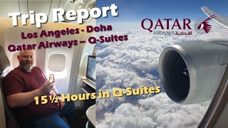 Trip Report  15 hours in Qatar Airways Qsuites  Los Angeles to Doha [upl. by Ymmij606]