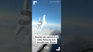 Russian jet captured on video flying by US aircraft near Alaska [upl. by Edyaj]