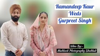 Ramandeep Kaur Weds Gurpreet singh Wedding Live By Mahboob Photography Shahbad [upl. by Clarance]