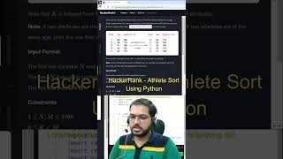 HackerRank  Athlete sort using Python codewithdaneyal [upl. by Ulani842]