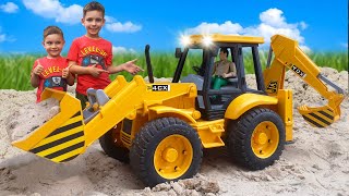 Funny Stories about Bruder Trucks  JCB Excavator Tractor Fuel Truck and other cars [upl. by Eigna]