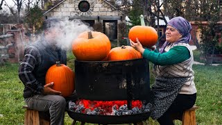 Making Pumpkin Pasta and Paste  Rustic Village Recipe [upl. by Elok]