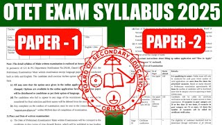 OTET Exam Syllabus 2025  OTET Exam Syllabus Paper 1 And Paper 2 PDF [upl. by Inasah]