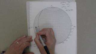 Stereonet determining the trend and plunge of a plotted line [upl. by Martino]