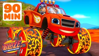 Blazes Hot Lava POWER TIRE Race amp More Races 🔥  90 Minutes  Blaze and the Monster Machines [upl. by Andri]