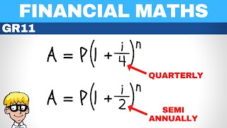 Financial maths grade 11  Compound Quarterly and Semi Annually [upl. by Nryhtak338]