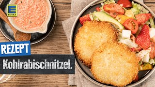 Kohlrabischnitzel  Veganes Schnitzel Rezept selber machen [upl. by Nissie964]