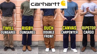 COMPLETE Guide To Carhartt Work Pants Double Front Ripstop Cargo Carpenter TwillRigby Dungaree [upl. by Analem74]