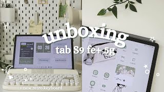 📦 Samsung Tab S9 FE 5G ⋆˚☁️ aesthetic unboxing and setup new cute keyboard yunziikeyboard [upl. by Mogerly756]