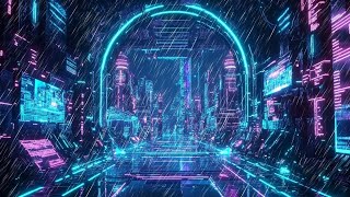 Cyberpunk Neon City  Rain Sounds amp Meditation Sounds For Relaxation amp Better Sleep  Live 11 Hours [upl. by Yahc825]