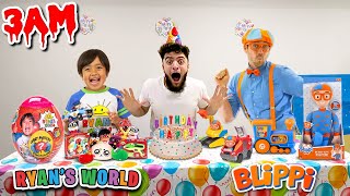 WE THREW BLIPPI amp RYANS WORLD A BIRTHDAY PARTY AT 3AM RYANS WORLD VS BLIPPI TOYS [upl. by Nollat]