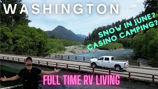 Washington Coast  Snow in June and casino camping  Full time RV travel [upl. by Eceinal]