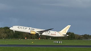 Gulf Air Boeing 787 Dreamliner Flight GF004 To Bahrain From Manchester Airport [upl. by Egres]