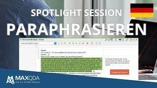 MAXQDA Spotlight Session  Paraphrasen Daten zusammenfassen amp Codesystem entwickeln [upl. by Atidnan]