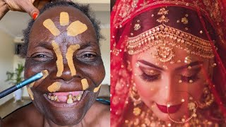 UNBELIEVABLE 😱🔥70 YEARS OLD GRANDMA INDIAN BRIDAL MAKEUP TRANSFORMATION 👆 MAKEUP TUTORIAL 😳💄 [upl. by Lorrac]