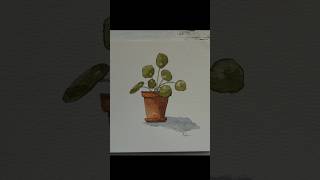 🪴Watercolor Tutorial✨️ Easy Friendship Plant❤️ stepbystep tutorial easyart shorts beginner [upl. by Lanos]