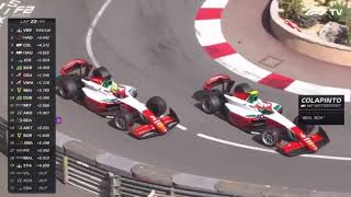 Oliver Bearman and Kimi Antonelli teammates ontrack battle  F2 Monaco Race [upl. by Idonah]