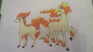 How to draw Pokemon No77 Ponyta No78 Rapidash [upl. by Acisej131]