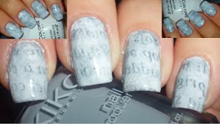 Newspaper Nail Art  Newspaper Nails  How to Make Newspaper Nails  Newspaper Print Finger Nail Art [upl. by Coney]