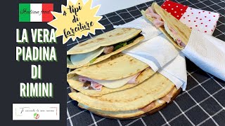 LA PIADINA ROMAGNOLA RICETTA CLASSICA RIMINESE CON 4 FARCITURE DIVERSE [upl. by Rosemonde]