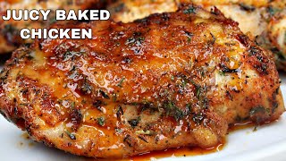 Youll Never Bake Chicken Thighs Any Other Way  Juicy OVEN Baked Chicken [upl. by Aztilem]