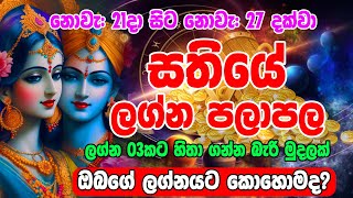 Sathiye Lagna Palapala  21th November to 27nd November 2024  Weekly Horoscope  Ape Lagnaya [upl. by Ahsenrat]