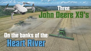 4K Drone montage of John Deere X9’s bringing home the Barley [upl. by Burris]