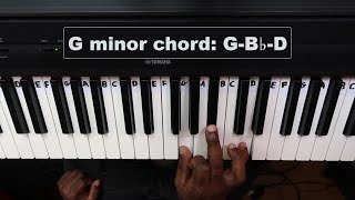 How to Play the G Minor Chord on Piano  Beginners Piano Lesson [upl. by Aiyt]