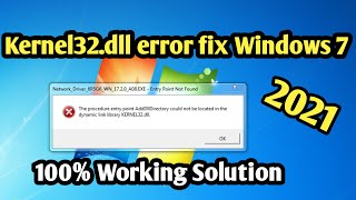 How to fix kernel32 dll error 2021kernel32dll error fix windows 7  adddlldirectorykernel32dll [upl. by Ilan]