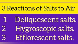 How Deliquescent Hygroscopic and Efflorescent salts react when exposed to Air [upl. by Cuthbertson507]