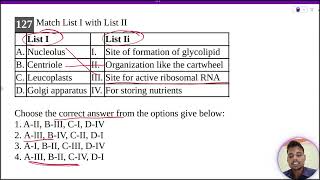 Match List I with List IIList I List IiA Nucleolus I Site of formation of glycolipidB Centriole [upl. by Boffa]