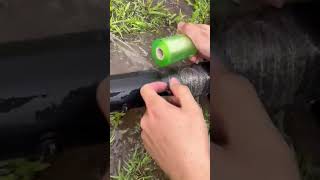 The sealing process of leaking PVC drip irrigation pipes with tape [upl. by Cy]