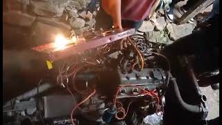 Toyota 3k engine the sound of a defective spark plug [upl. by Esinwahs]